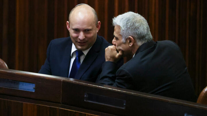 If the coalition government is approved, nationalist leader Naftali Bennett (left) will take turns in the PM job with centrist ally Yair Lapid.